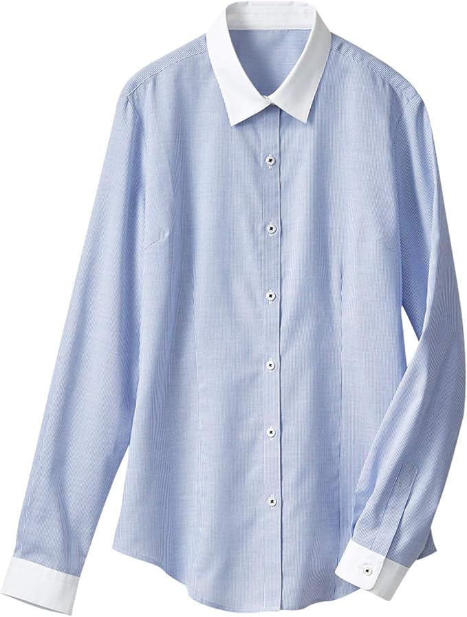 cecile 定型牧师衬衫(长袖)(*防臭,抗紫外线) mw-2595 女款 条纹b